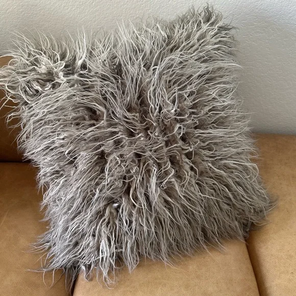 Pottery Barn faux fur pillow & insert - Picture 3 of 16